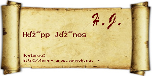 Hápp János névjegykártya